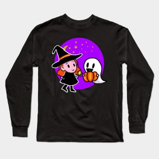 A Witch and their Ghost Friend Long Sleeve T-Shirt